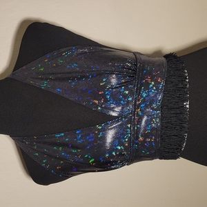 Holographic Sparkle Rave Fringe Tie Top
